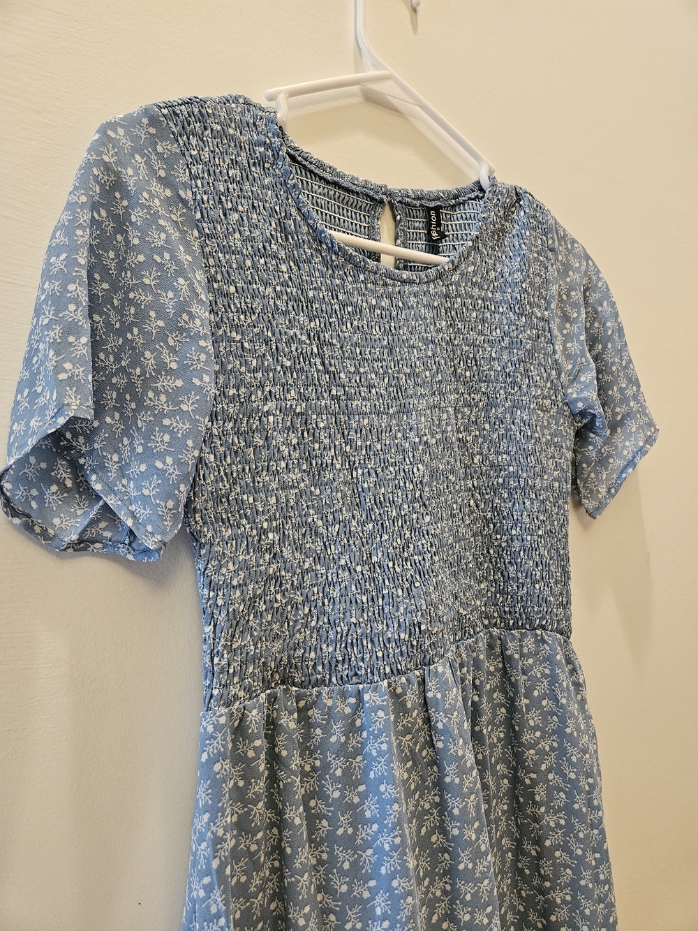 Blue Floral Smocked Maxi Dress - Picture 3 of 4